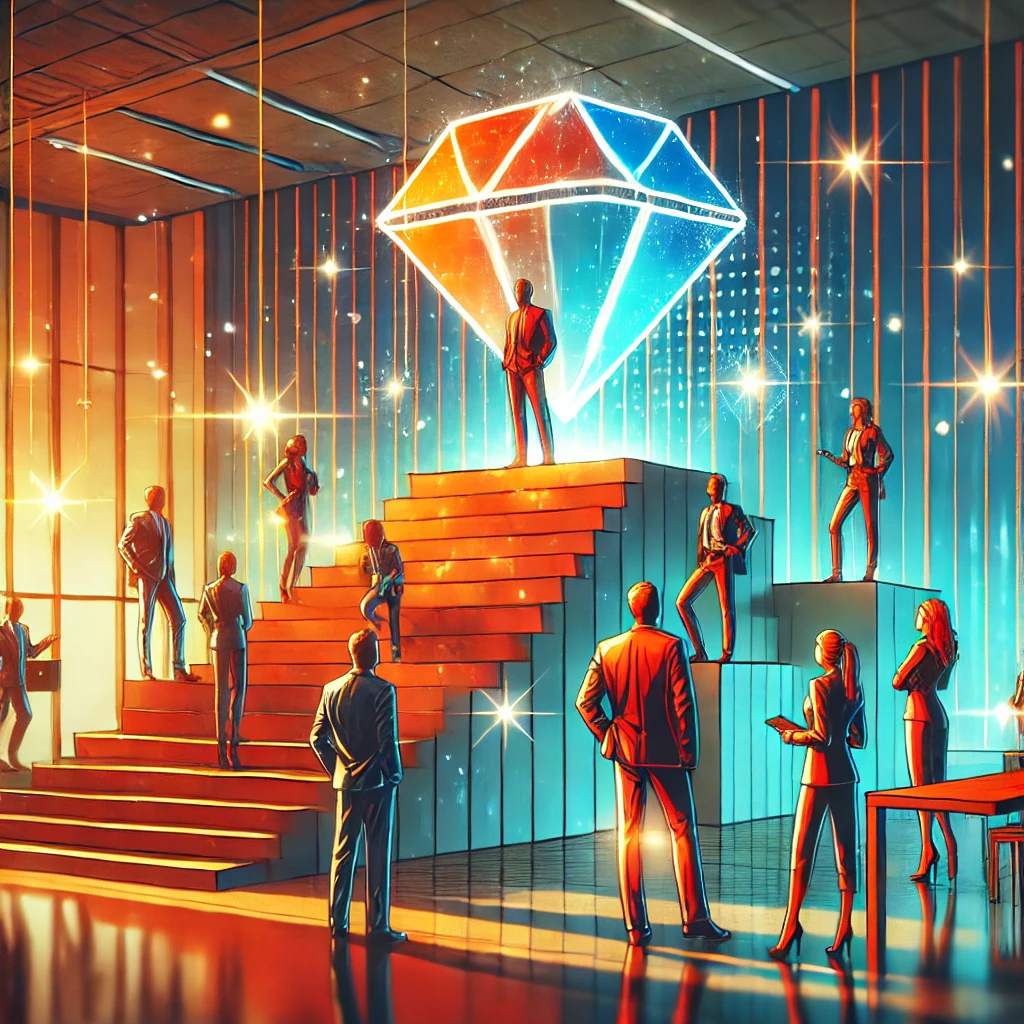 DALL·E 2024-08-09 20.10.09 - A vibrant scene representing the concept of 'Self-Confidence.' Show an individual or a group of professionals in a modern setting, exuding confidence