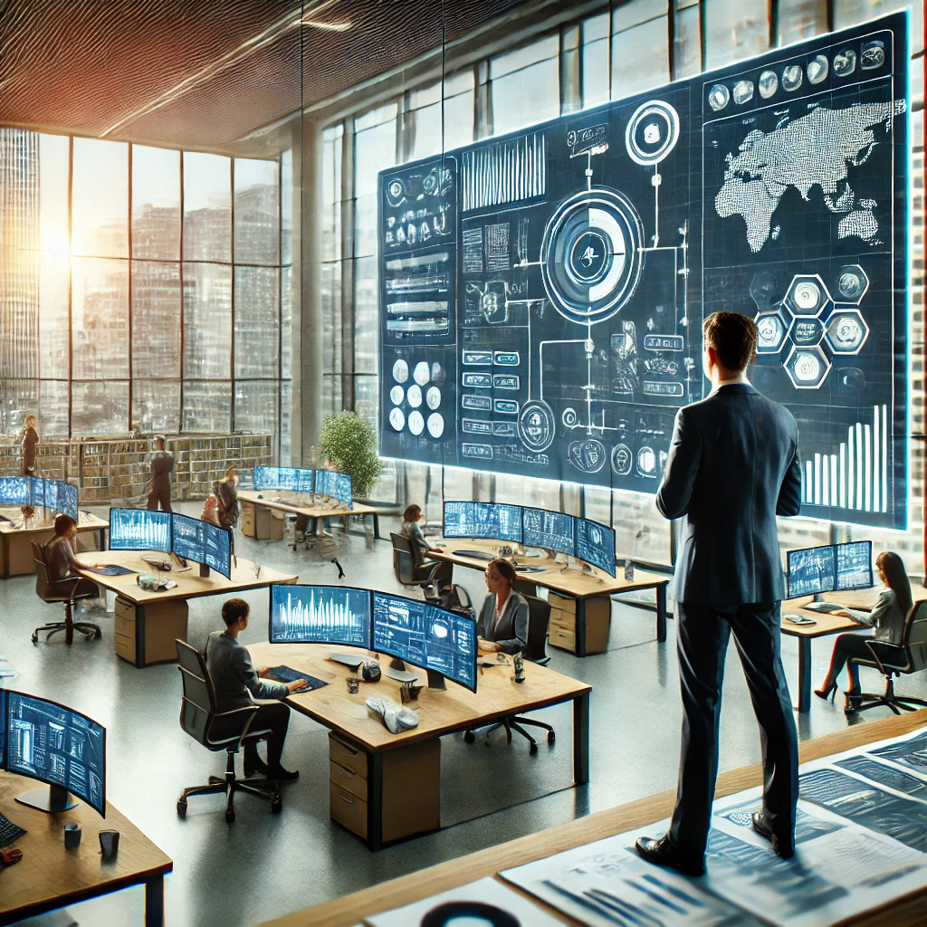 DALL·E 2024-08-11 19.12.04 - A modern business environment focused on operational excellence, where a business leader is overseeing a streamlined and efficient workflow. The scene